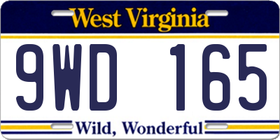 WV license plate 9WD165