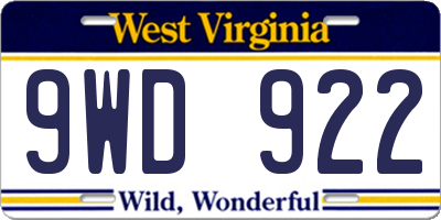 WV license plate 9WD922