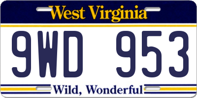 WV license plate 9WD953