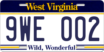 WV license plate 9WE002