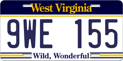 WV license plate 9WE155