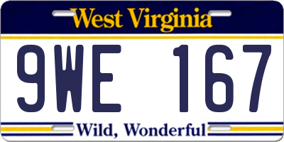 WV license plate 9WE167
