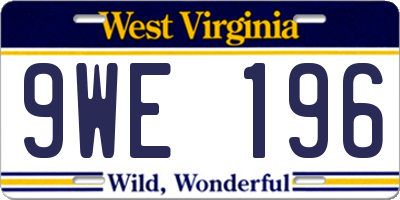 WV license plate 9WE196