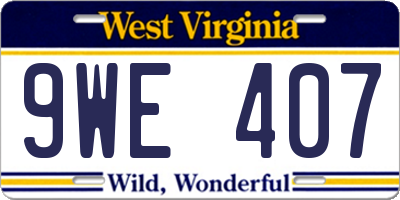 WV license plate 9WE407