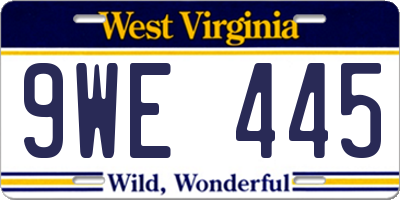WV license plate 9WE445