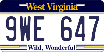 WV license plate 9WE647