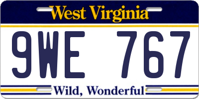 WV license plate 9WE767