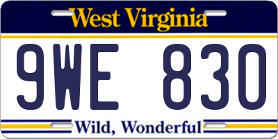 WV license plate 9WE830