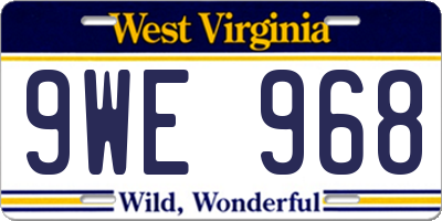 WV license plate 9WE968