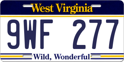 WV license plate 9WF277