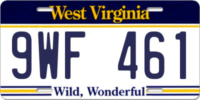 WV license plate 9WF461