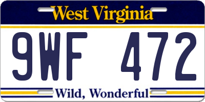 WV license plate 9WF472