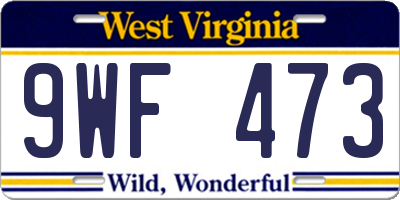 WV license plate 9WF473