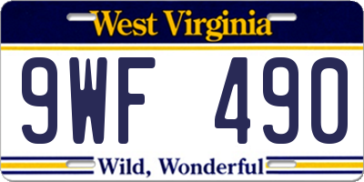 WV license plate 9WF490