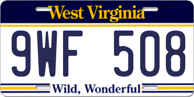 WV license plate 9WF508