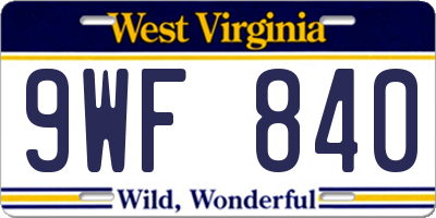 WV license plate 9WF840