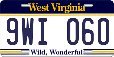 WV license plate 9WI060