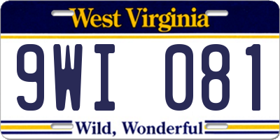 WV license plate 9WI081
