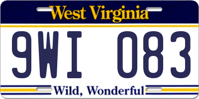 WV license plate 9WI083