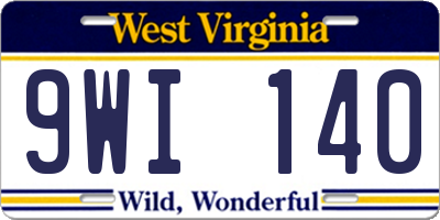 WV license plate 9WI140