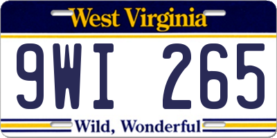 WV license plate 9WI265
