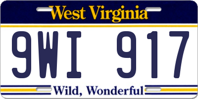 WV license plate 9WI917