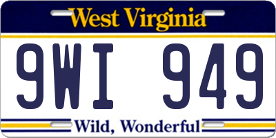 WV license plate 9WI949