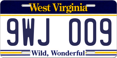WV license plate 9WJ009