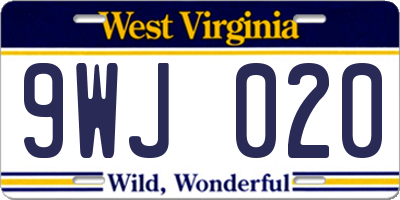 WV license plate 9WJ020