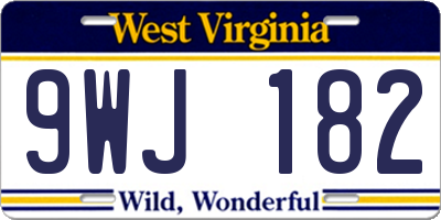 WV license plate 9WJ182