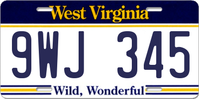 WV license plate 9WJ345