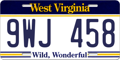WV license plate 9WJ458