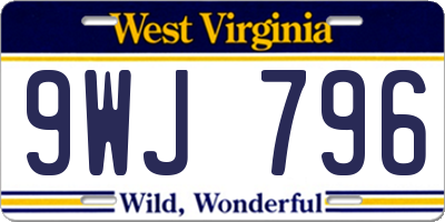 WV license plate 9WJ796