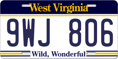 WV license plate 9WJ806