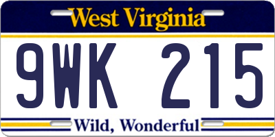 WV license plate 9WK215