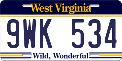 WV license plate 9WK534