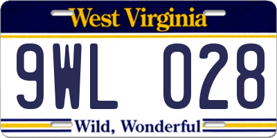 WV license plate 9WL028