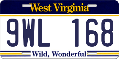 WV license plate 9WL168