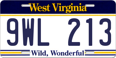 WV license plate 9WL213