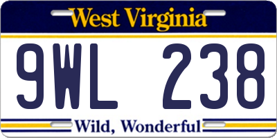 WV license plate 9WL238