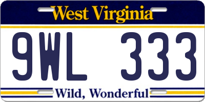 WV license plate 9WL333