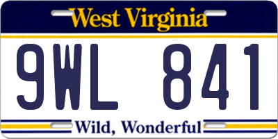 WV license plate 9WL841