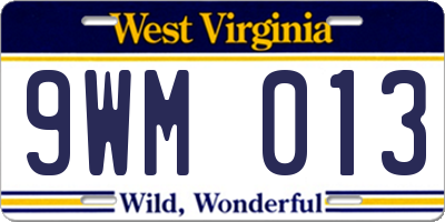 WV license plate 9WM013