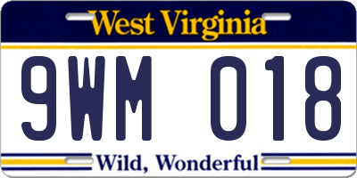 WV license plate 9WM018