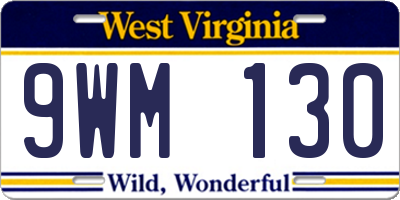 WV license plate 9WM130