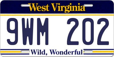 WV license plate 9WM202