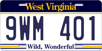 WV license plate 9WM401