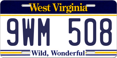 WV license plate 9WM508