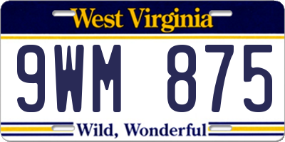 WV license plate 9WM875