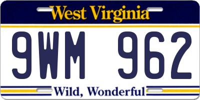 WV license plate 9WM962
